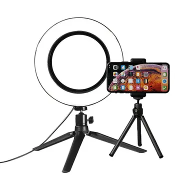 6 инчов Selfie Ring Light настолна лампа видео, фотография, грим осветление с мини статив телефон клип за грим Youtube видео