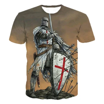 Нова ежедневни тениска с къс ръкав Templar 3D printed небрежно с къс ръкав