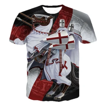 Нова ежедневни тениска с къс ръкав Templar 3D printed небрежно с къс ръкав