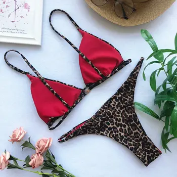 2019 нов дамски бански костюм Секси Леопард бикини 2019 летен плаж бикини инсталирате дами 2 бр. празник бански бански Leopard