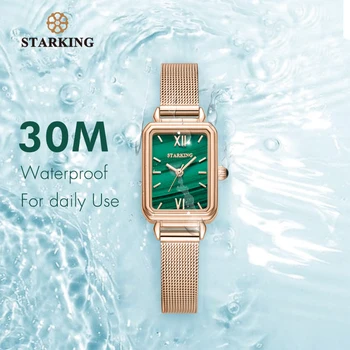 STARKING Top Brand Women кварцов часовник Japan Movt правоъгълни малки зелени дами момичета гривна в ултра-тънък водоустойчив ръчен часовник