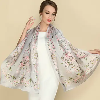 естествена коприна дамски шалове OL Long print 175cmx65cm шал марка Шал стюардеса стил копринен сатен, шал тайна есен нова