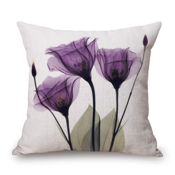 45x45cm модерни мастила живопис цвете лен хвърли калъфка талията седалките лилаво