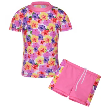 BAOHULU Printed Baby Girls Обрив Guard розово цвете бански лятна почивка сърфиране бански Детски бански костюми, плажни дрехи