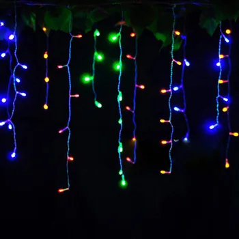 коледни светлини открит декорация на 4 метра поникнуть 0.3-0.5 м led завеса icicle светлини ред Нова година, сватба венец светлина