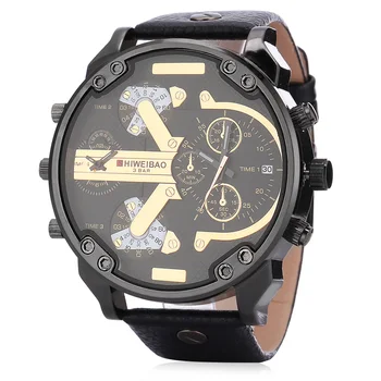 SHIWEIBAO качеството на марката голям циферблат 3137 мода луксозна кожена каишка черен военен Спортен Мъжки кварцов часовник Relogio Masculino