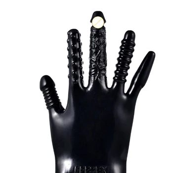 Вибриращ пръст секс ръкавици PVC с Магическа длан стимулация на клитора зърната анален флирт масажни ръкавици, дамски ръкавици мастурбация