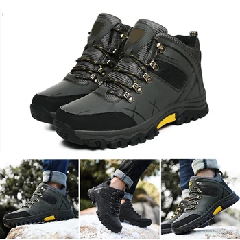 Мъжки обувки мъжки зимни обувки за ски непромокаеми обувки от изкуствена кожа супер топли обувки градинска мъжки туризъм обувки-B5