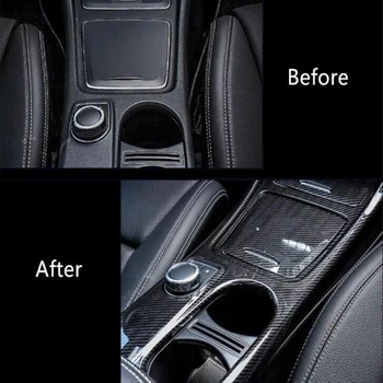 Оформление на автомобила централен контрол украса стикер за Mercedes Benz CLA C117GLA X156 чаша вода съхранение на лентата с довършителни автоаксесоари