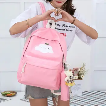 Мода раница жени раница 5 бр. прием на студенти чанти за рамо Bagpack бонбони цвят училищни чанти за момичета