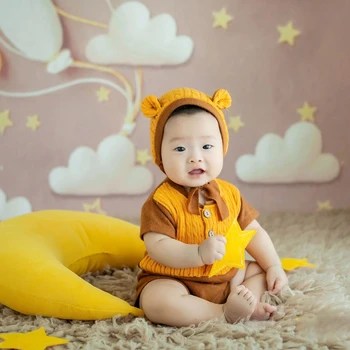 Новородени снимки подпори екипировки 2 елемента детски бебета шапка, гащеризон Гащеризон набор от новородените бебета костюм