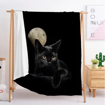 2020 Черна котка животно потребителски одеяла голям и малък размер хвърли едно одеяло гоблен одеало за спане фланелевое одеяло спално бельо