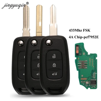 Jingyuqin 3 бутона flip дистанционно ключ PCF7952E 4A чип за Renault Kadjar Captur Megane 3 Символ на 433 Mhz Hu138te VAC102