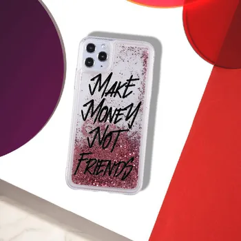 MAKE MONEY Cash Black head Girls Sparkle Liquid Glitter Phone Case Fundas Cover For iPhone 12 11 X XR XS Max Pro 7 8 8Plus 6