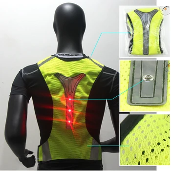 Спорт на открито, отразяваща led жилетка светлина мигач жилетка под наем отразяваща предупреждение жилетки с висока видимост за сигурност на дрехи