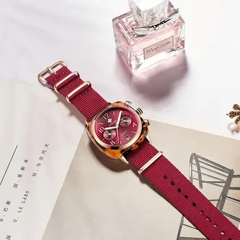 Дамски часовници WWOOR Romantic Appointment ръчен часовник найлонов ремък Ladies Date Clock Dress подарък кутия Quartzt Watches montre femme