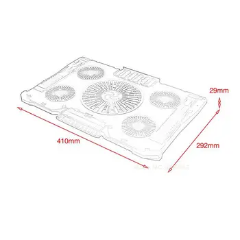 Coolcold Laptop Cooler Cooling Pad with 5 pc Fans Cooler Мълчанието Led Fans Adjustable Angle Pad Notebook Stand Holder Cooler