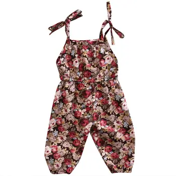 Новороденото дете на детската новородените момичета дрехи цвете печат гащеризон Гащеризон без ръкави Sunsuit дрехи 0-3T