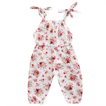 Новороденото дете на детската новородените момичета дрехи цвете печат гащеризон Гащеризон без ръкави Sunsuit дрехи 0-3T