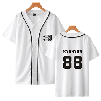 Супер младши печатни риза с къс ръкав тениски за мъже и жени Kpop 2021 нов ежедневни Бейзбол тениска марка за дрехи