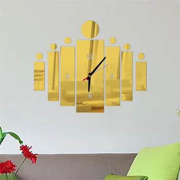 3D САМ стенни часовници правоъгълник и кръг акрилни огледала етикети кварцов Duvar Saat Klock модерен тъпо часовници всекидневна декор