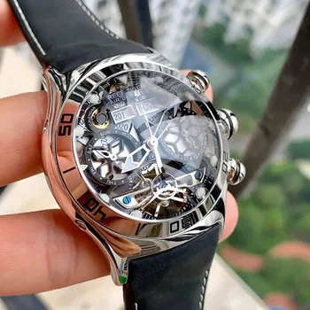 Reef Тигър / RT светещи спортни часовници за мъже от стомана tourbillion часовници година месец календар автоматичен часовник Relogio Masculino RGA703