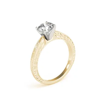 ANZIW 925 сребро жълто злато цвят кръгли диаманти пасианс сватбени пръстени Дама годежен Юбилейното сребърен пръстен бижута