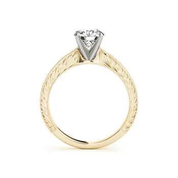 ANZIW 925 сребро жълто злато цвят кръгли диаманти пасианс сватбени пръстени Дама годежен Юбилейното сребърен пръстен бижута