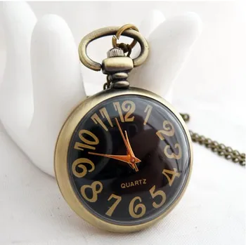 Нов прием на малкия размер на мини черно тон на Мъже, Жени джобен часовник с веригата за коледен подарък PS426