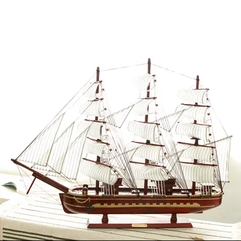 [Събрани] 80 см голям кораб модел на кораба дървени играчки платноходка 3D кораб Средиземноморски home decor нов маркуч за подарък на приятел