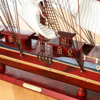 [Събрани] 80 см голям кораб модел на кораба дървени играчки платноходка 3D кораб Средиземноморски home decor нов маркуч за подарък на приятел