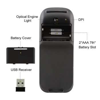 2.4 Ghz безжична мишка сгъваема детска мишката ультратонкая Arc Touch Mouse USB приемник ергономичен тъпо сгъваем Mause за PC, лаптоп