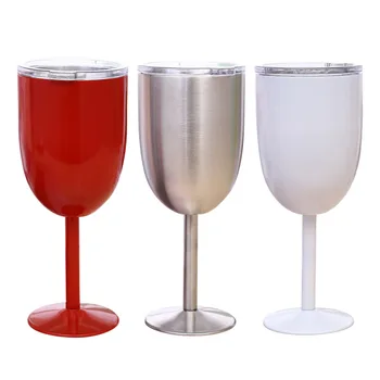 10 унции двухслойное шампанско от неръждаема стомана Party Wine Glass Creative Tall Bar Party Wine Glass Купа с капак за подарък чаша