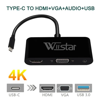 USB Type C C to HDMI VGA 3.5 мм аудио адаптер 3 в 1 USB 3.1 USB-C конвертор и кабел за Macbook Google