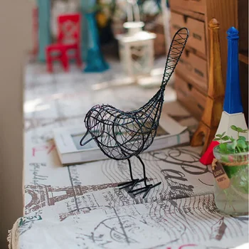 Градина ковано желязо птица декорации подарък занаяти метал занаят тел желязна птица начало хол украса черен и бял син декор