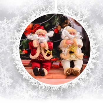 25 см Дядо Коледа седи куклена къща Коледен подарък играчка фланелевое прозорец масата украса Коледен подарък-коледни неща