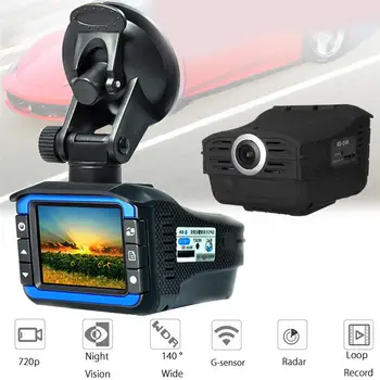 2-in-1 2 нч HD 720P Car DVR Камера Radars Детектор Video Recorder Dash Cam Против Radars маска камера за задно виждане Automobile