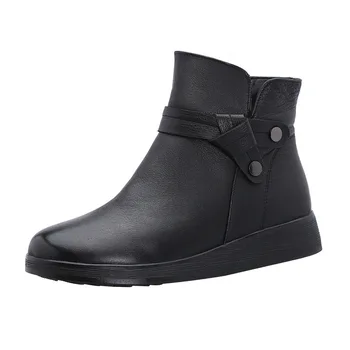 GKTINOO 2020 нови зимни вълнени ботуши Дамски обувки топли зимни обувки ботуши от естествена кожа, Ежедневни обувки плоски ботуши Дамски обувки за сняг