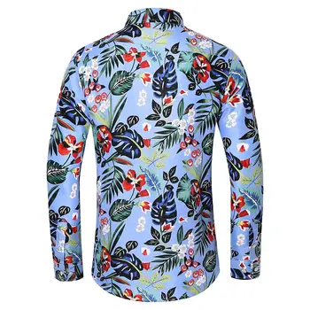 YUNCLOS цветни печатни ризи мъжки Slim Fit с дълъг ръкав цвете ежедневни риза мода партия риза върховете отложной яка мъжете обличам