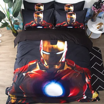 Отмъстителите Iron Man 3D печат комплект постелки пухени набор от калъфки за юрган комплект постелки Капитан Америка спално бельо