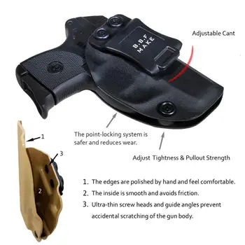 BBF Make IWB KYDEX Holster Custom Fits: Ruger LCP 380 Gun Case Inside Hidden Carry Waistband Pistol Pouch With Belt Clip