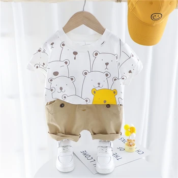 HYLKIDHUOSE Baby Boys Girls Clothing Sets 2020 лятото с къс ръкав карикатура тениска къси панталони на бебето Бебешки дрехи за почивка