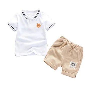 2019 Baby Boys Fashion Clothes Summer Boys Clothing Set в памучна фланелка + шорти 2 бр. облекло Бебешки дрехи за 1-5 години