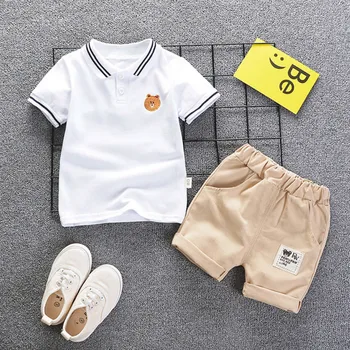 2019 Baby Boys Fashion Clothes Summer Boys Clothing Set в памучна фланелка + шорти 2 бр. облекло Бебешки дрехи за 1-5 години
