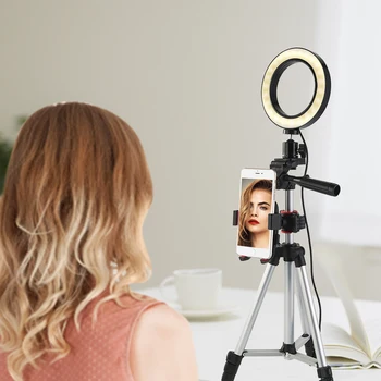 5.7 инчов Selfie LED Light Ring With Stand Фотографска Studio Tripod Ring Lighting For Dimmable Makeup Light Camera Phone Holder