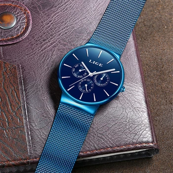 2019 LIGE New Full Blue Women Watch Business кварцов часовник Ladies Top Brand Luxury дамски Ръчни часовници Момиче Clock Relogio Feminin