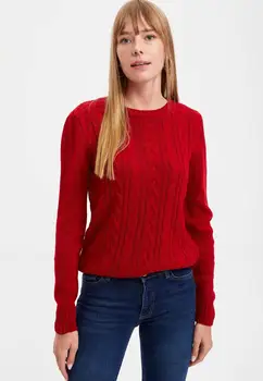 Defacto Winter Woman tricot найлон узорчатый трикотаж жилетка пуловер пуловер приятна ежедневна мода за новия сезон-L1567AZ20WN