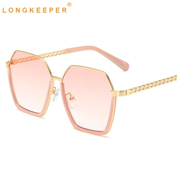 Мода извънгабаритни шестоъгълник слънчеви очила Жени 2020 луксозната марка, дизайн розови лещи, слънчеви очила нюанси Дама пътуване Oculos de sol UV400