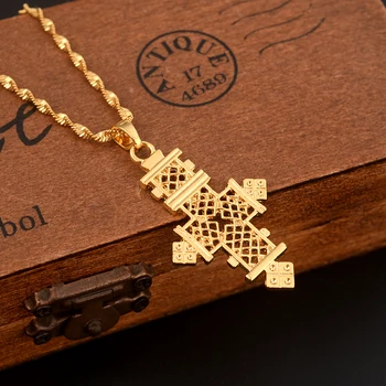 Bangrui африканска Етиопия Jewelry gift Cross Pendant Gold Filled Jewelry For Women Men, kids Gold color Coptic Cross Pendant