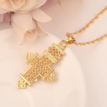 Bangrui африканска Етиопия Jewelry gift Cross Pendant Gold Filled Jewelry For Women Men, kids Gold color Coptic Cross Pendant